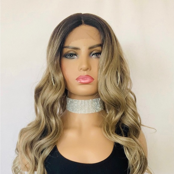 Very Pretty 28” Ombre Ash Brown Premium Fiber Lace Front Wig - Picture 1 of 8